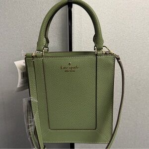 Kate Spade Lena Mini Tote Crossbody Green Pebbled Leather